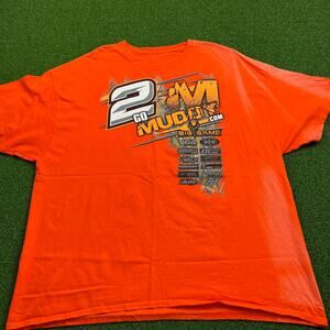 Y2K 2GoMuddy Big Game Racing Graphic Orange T-Shirt Sz 2XL